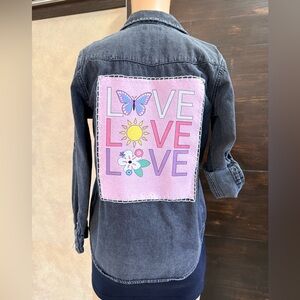 Upcycled 7 For All Man Kind Love Graphic Dark Gray Denim Shacket Size M (Kid's)